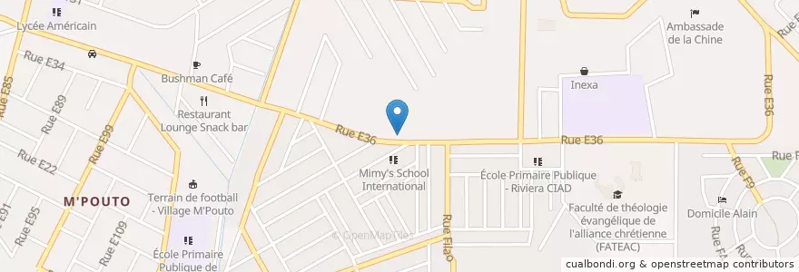 Mapa de ubicacion de Pharmacie M'Pouto - CIAD en Fildişi Sahili, Abican, Cocody.