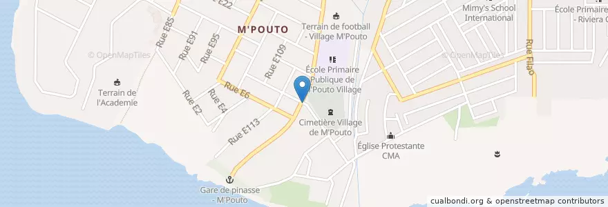 Mapa de ubicacion de Gare des Wôrô Wôrô - M'Pouto en 科特迪瓦, 阿比让, Cocody.