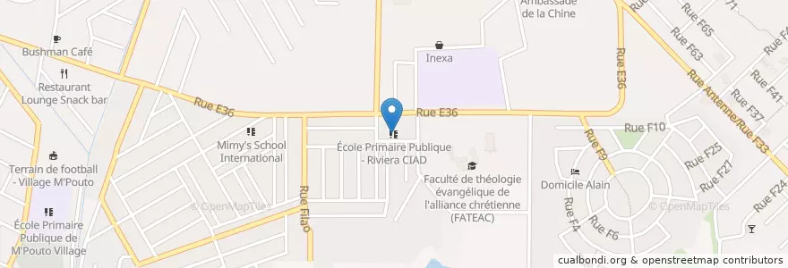 Mapa de ubicacion de École Primaire Publique - Riviera CIAD en Costa De Marfil, Abiyán, Cocody.