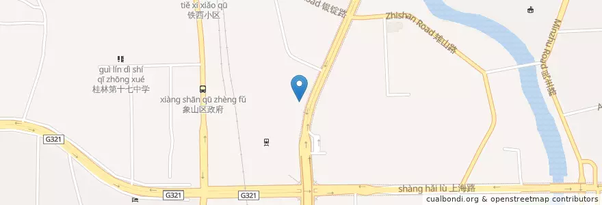 Mapa de ubicacion de 中山南路邮政支局 en China, Guangxi, 桂林市, 象山区, 南门街道.
