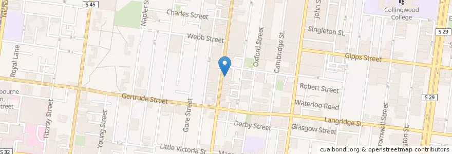 Mapa de ubicacion de Huxtaburger en Australië, Victoria, City Of Yarra.
