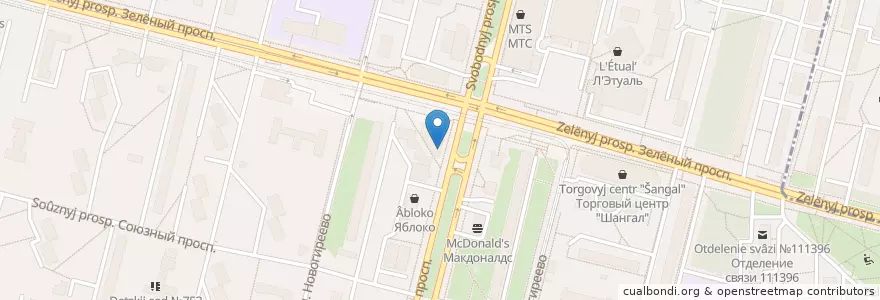 Mapa de ubicacion de Русский Стандарт Банк en Russia, Central Federal District, Moscow, Eastern Administrative Okrug, Novogireyevo District.