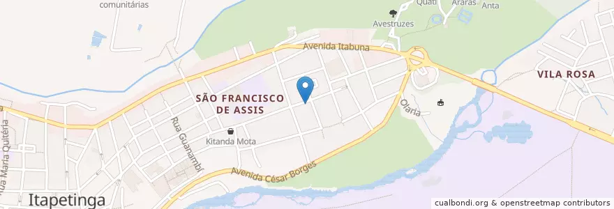 Mapa de ubicacion de Farmácia São Francisco en Бразилия, Северо-Восточный Регион, Баия, Região Geográfica Intermediária De Vitória Da Conquista, Microrregião De Itapetinga, Итапетинга.