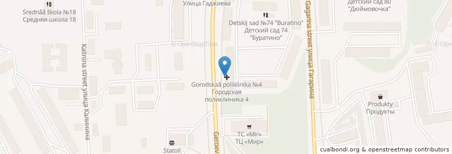 Mapa de ubicacion de Городская поликлиника №4 en Russland, Föderationskreis Nordwest, Oblast Murmansk, Городской Округ Мурманск.