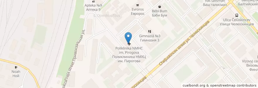 Mapa de ubicacion de Поликлиника НМХЦ им. Пирогова en Russland, Föderationskreis Nordwest, Oblast Murmansk, Городской Округ Мурманск.