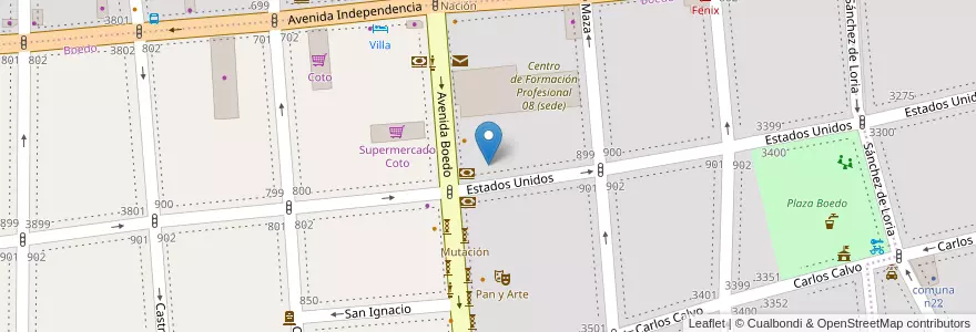 Mapa de ubicacion de 199 - Estados Unidos Y Boedo en الأرجنتين, Ciudad Autónoma De Buenos Aires, Comuna 5, Buenos Aires.
