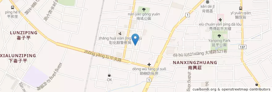 Mapa de ubicacion de 西堤牛排 en Taiwan, Taiwan Province, Changhua County, Zhanghua City.