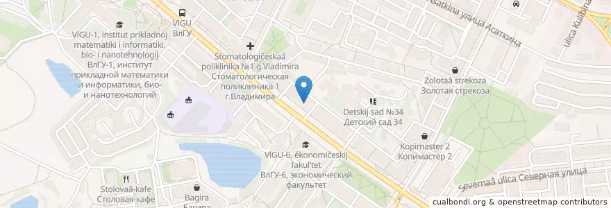 Mapa de ubicacion de Отделение связи №600005 en Rusia, Distrito Federal Central, Óblast De Vladímir, Городской Округ Владимир.