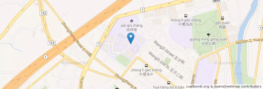 Mapa de ubicacion de 壢中銅馬 en 타이완, 타오위안 시, 중리 구.