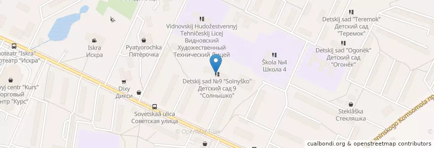 Mapa de ubicacion de Детский сад №9 "Солнышко" en Russie, District Fédéral Central, Oblast De Moscou, Ленинский Городской Округ.
