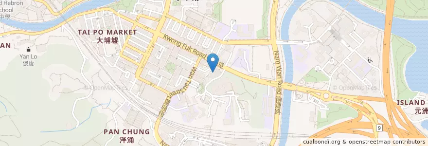 Mapa de ubicacion de 大埔酒店 en 中国, 香港, 广东省, 新界, 大埔區.