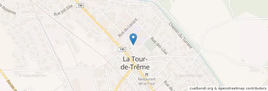 Mapa de ubicacion de Bulle La Tour-de-Trême / Rue de la Perreire en Швейцария, Фрибур, Округ Грюйер, Bulle.