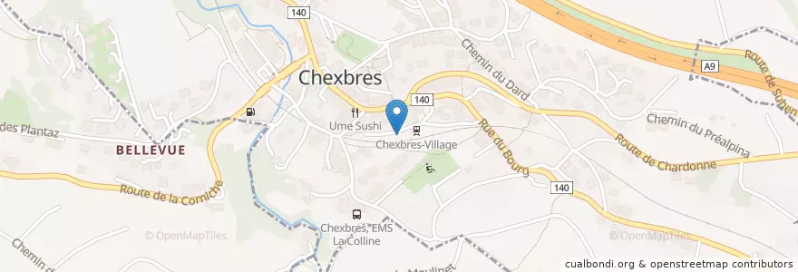 Mapa de ubicacion de Chexbres Gare en Schweiz, Waadt, District De Lavaux-Oron, Chexbres.
