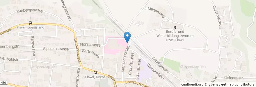 Mapa de ubicacion de Flawil Spital en Schweiz/Suisse/Svizzera/Svizra, Sankt Gallen, Wahlkreis Wil, Flawil.
