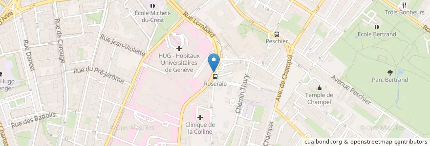 Mapa de ubicacion de Genève HUG / Centrale Thermique en 스위스, Genève, Genève, Genève.