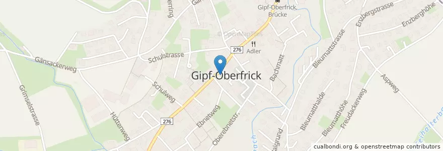 Mapa de ubicacion de Gipf-Oberfrick Gemeindeplatz / Landstrasse en سوئیس, Aargau, Bezirk Laufenburg, Gipf-Oberfrick.