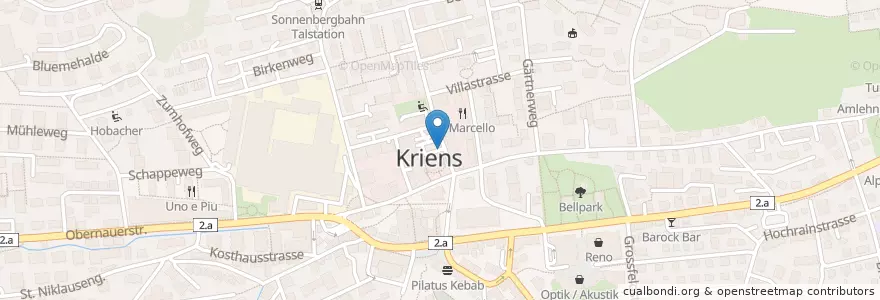 Mapa de ubicacion de Kriens Zentrum en Schweiz, Luzern, Kriens.