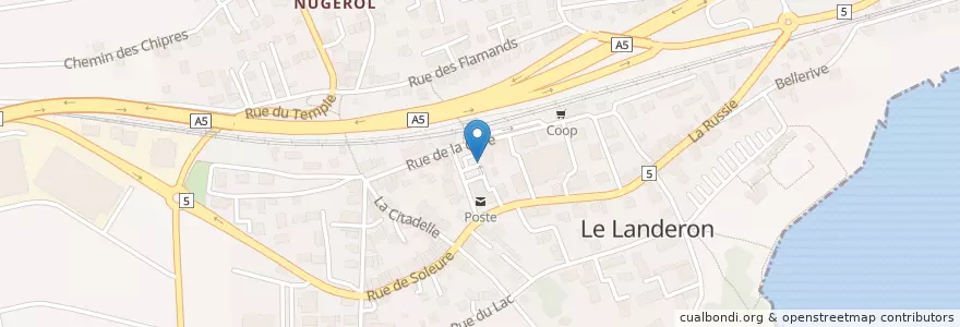 Mapa de ubicacion de Le Landeron Gare en Svizzera, Neuchâtel, Distretto Di Neuchâtel, Le Landeron.