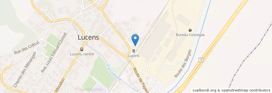 Mapa de ubicacion de Lucens Gare en 瑞士, Vaud, District De La Broye-Vully, Lucens.