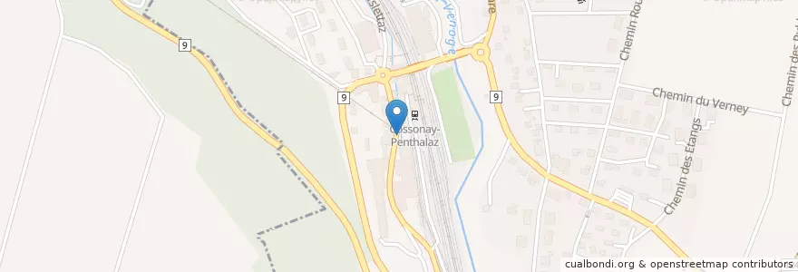 Mapa de ubicacion de Penthalaz Gare Cossonay en Schweiz/Suisse/Svizzera/Svizra, Vaud, District De Morges, Penthalaz.