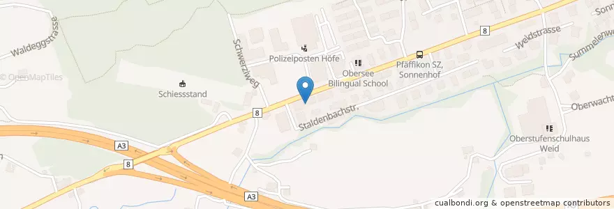 Mapa de ubicacion de Pfäffikon (SZ) Schindellegistrasse en Schweiz/Suisse/Svizzera/Svizra, Schwyz, Höfe, Freienbach.