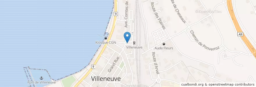 Mapa de ubicacion de Villeneuve (VD) Gare en Switzerland, Vaud, District D'Aigle, Villeneuve (Vd).