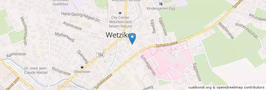 Mapa de ubicacion de Wetzikon (ZH) Schneggenstrasse en Schweiz, Zürich, Bezirk Hinwil, Wetzikon (Zh).