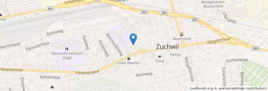 Mapa de ubicacion de Zuchwil Zentrum en Швейцария, Золотурн, Amtei Bucheggberg-Wasseramt, Bezirk Wasseramt, Zuchwil.