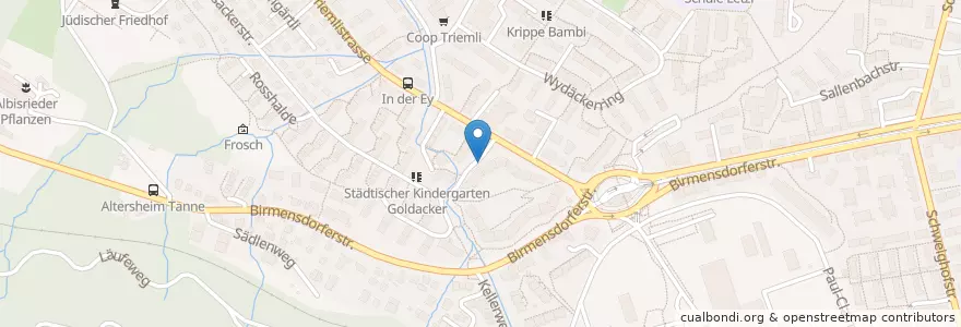 Mapa de ubicacion de Zürich Triemli / Rossackerstrasse en Switzerland, Zurich, District Zurich, Zurich.