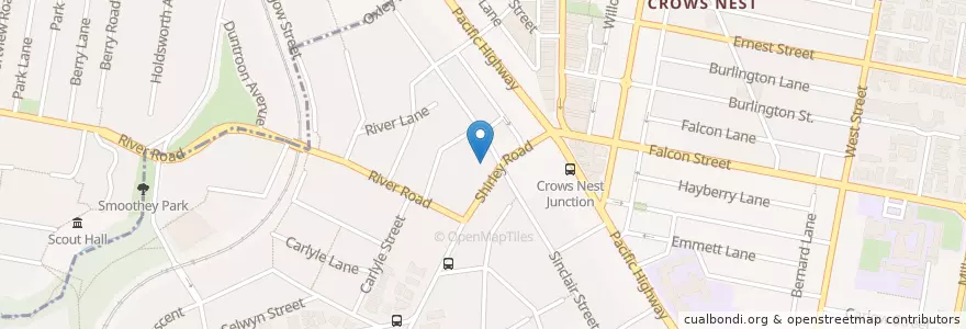 Mapa de ubicacion de Shirley Road Church en Australia, New South Wales, North Sydney Council, Sydney.