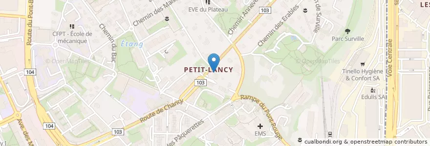 Mapa de ubicacion de BP Petit Lancy en Schweiz/Suisse/Svizzera/Svizra, Genève, Genève, Lancy.