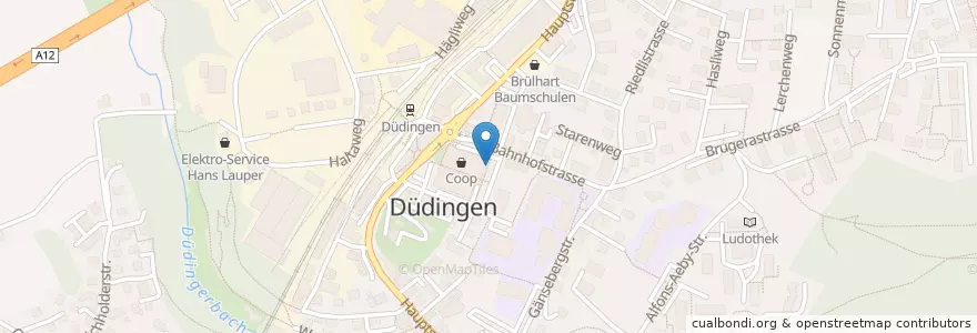 Mapa de ubicacion de Briefeinwurf Düdingen, Poststelle Düdingen en スイス, Fribourg/Freiburg, Sensebezirk, Düdingen.