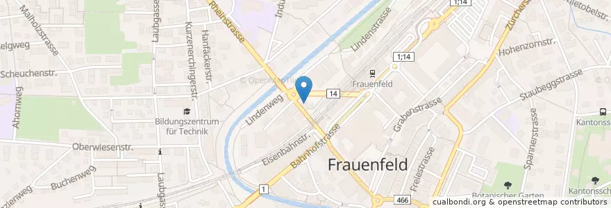 Mapa de ubicacion de Roseneck-Bar en Schweiz/Suisse/Svizzera/Svizra, Thurgau, Bezirk Frauenfeld, Frauenfeld.