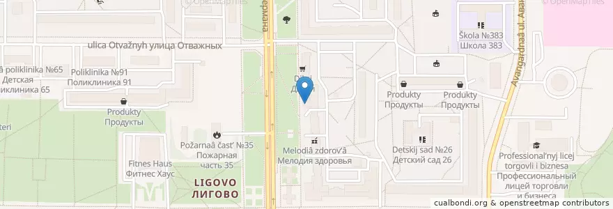 Mapa de ubicacion de Сбербанк en Russie, District Fédéral Du Nord-Ouest, Oblast De Léningrad, Saint-Pétersbourg, Красносельский Район, Округ Урицк.