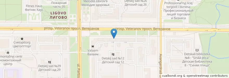 Mapa de ubicacion de Петровский филиал банка "Открытие" en Russie, District Fédéral Du Nord-Ouest, Oblast De Léningrad, Saint-Pétersbourg, Красносельский Район, Округ Урицк.