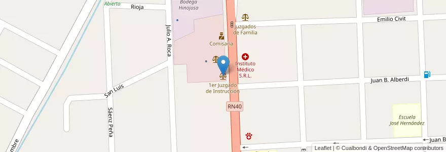 Mapa de ubicacion de 1er Juzgado de Instrucción en Argentine, Chili, Mendoza, Departamento Tunuyán, Distrito Ciudad De Tunuyán.