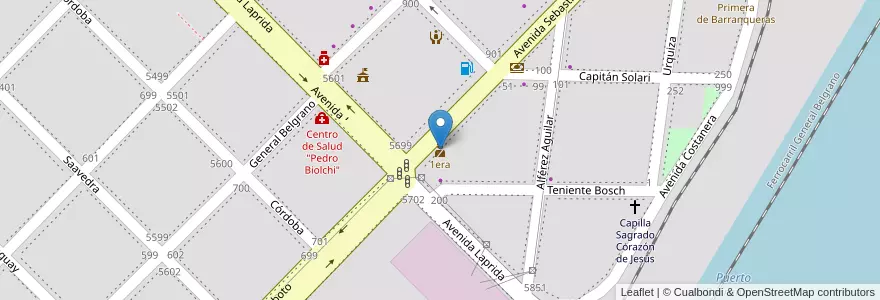 Mapa de ubicacion de 1era en 아르헨티나, Chaco, Departamento San Fernando, Barranqueras, Barranqueras.