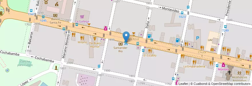 Mapa de ubicacion de 20 - Paseo Pellegrini II en アルゼンチン, サンタフェ州, Departamento Rosario, Municipio De Rosario, ロサリオ.