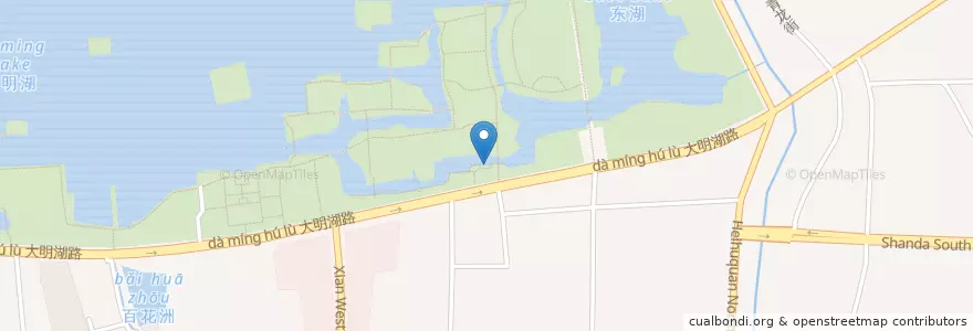 Mapa de ubicacion de 灰山亭 en 中国, 山东省, 济南市, 历下区, 大明湖街道.