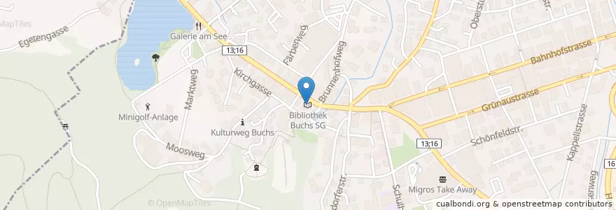 Mapa de ubicacion de Bibliothek Buchs SG en سويسرا, Sankt Gallen, Wahlkreis Werdenberg, Buchs (Sg).