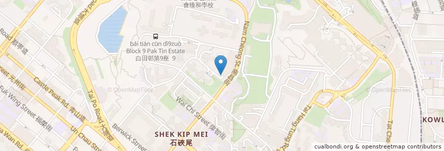 Mapa de ubicacion de 瑞田樓停車場 en 中国, 广东省, 香港, 九龍, 新界, 深水埗區.
