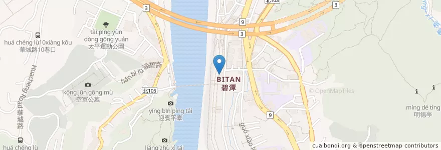 Mapa de ubicacion de 新店圖書館碧潭分館 en Taiwan, New Taipei, Xindian District.