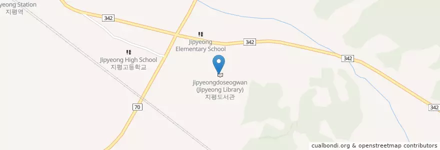 Mapa de ubicacion de 지평도서관 en Güney Kore, 경기도, 양평군.