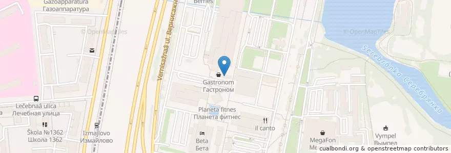 Mapa de ubicacion de Чебуречная en Russia, Central Federal District, Moscow, Eastern Administrative Okrug, Izmaylovo District.