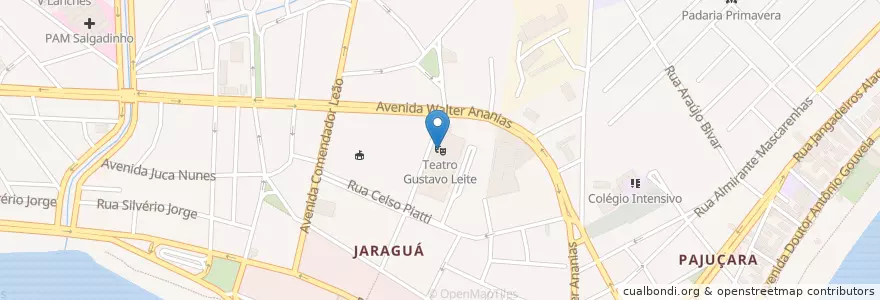 Mapa de ubicacion de Teatro Gustavo Leite en Brasil, Región Nordeste, Alagoas, Região Geográfica Intermediária De Maceió, Microrregião De Maceió, Maceió.