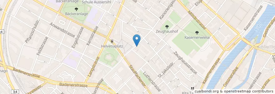 Mapa de ubicacion de Centro en Switzerland, Zurich, District Zurich, Zurich.