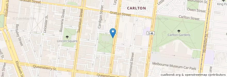 Mapa de ubicacion de Argyle Square / Lygon Street en استرالیا, Victoria, City Of Melbourne.