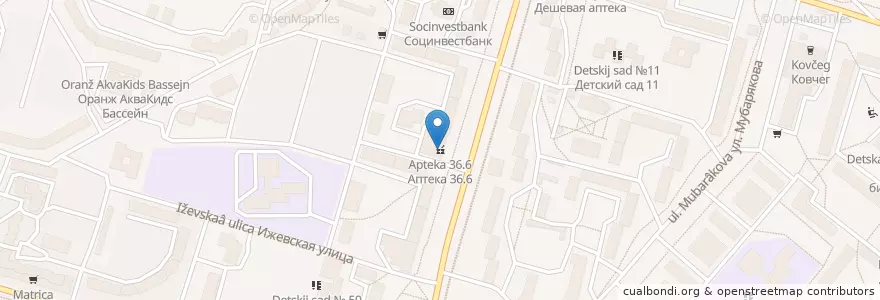 Mapa de ubicacion de Аптека 36.6 en Rusland, Приволжский Федеральный Округ, Basjkirostan, Городской Округ Уфа.