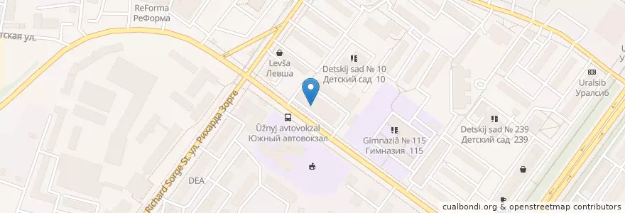 Mapa de ubicacion de Аптека 36.6 en Rusia, Приволжский Федеральный Округ, Bashkortostán, Городской Округ Уфа.
