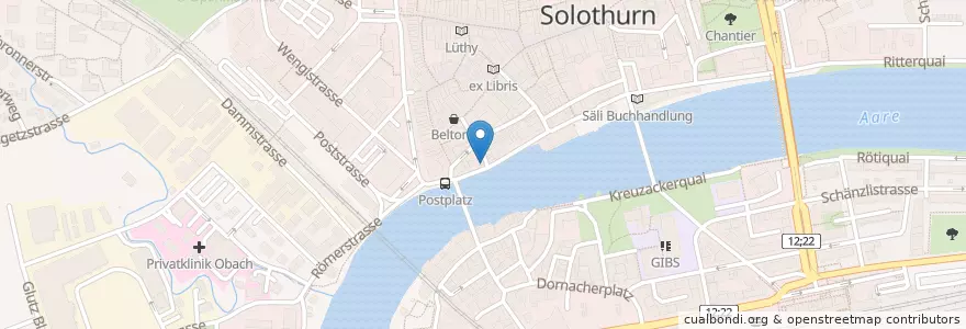 Mapa de ubicacion de Barock Cafe en 스위스, Solothurn, Amtei Solothurn-Lebern, Bezirk Solothurn, Bezirk Wasseramt, Solothurn.